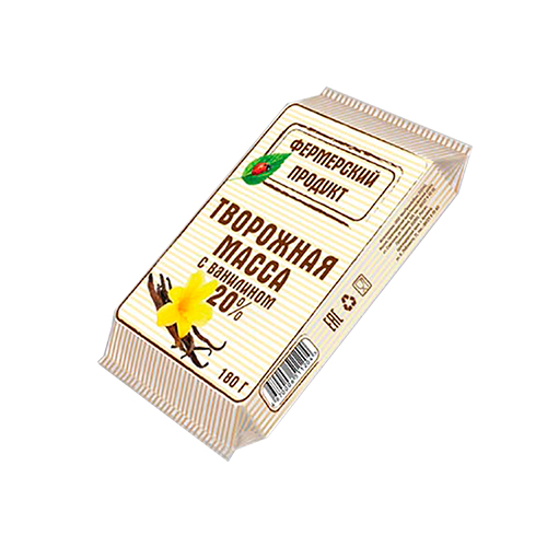 Фото -Фермерские продукты Творожная масса с ванилином м.д.ж. 20%
