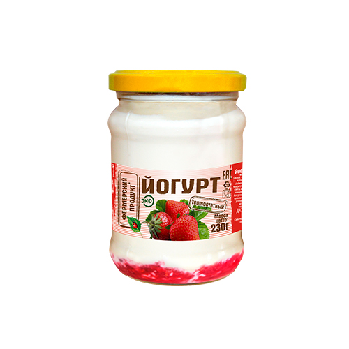 Фото -Фермерские продукты Йогурт фруктовый «Клубника» термостатный м.д.ж. 1,5%