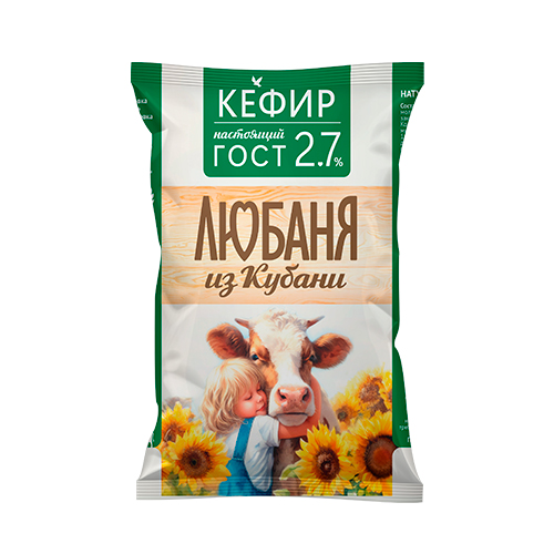 Фото -Любаня из Кубани Кефир 2,7%