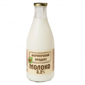 Фото -Фермерские продукты Молоко 3,2%  ст/бутылка, 750 мл