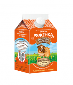 Фото -Любаня из Кубани Ряженка 4% пюр-пак, 450 г 