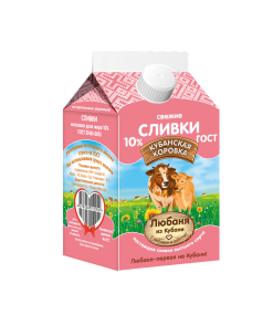 Фото -Любаня из Кубани Сливки 10% пюр-пак, 450 г 