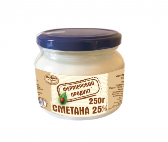 Фото -Фермерские продукты Сметана  м.д.ж. 25%, масса нетто 250 г