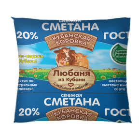 Фото -Любаня из Кубани Сметана 20%, пленка, 450 гр  