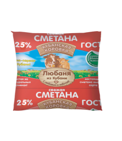 Фото -Любаня из Кубани Сметана 25%, пленка 450гр