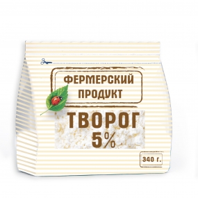 Фото -Фермерские продукты Творог 5% 340 г, высокобарьерная упаковка