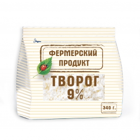 Фото -Фермерские продукты Творог 9% 340 г, высокобарьерная упаковка