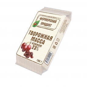 Фото -Фермерские продукты Творожная масса с изюмом м.д.ж. 23%, 180 г .