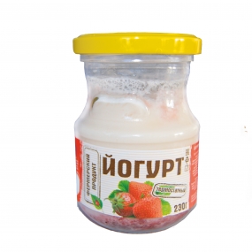 Фото -Фермерские продукты Йогурт фруктовый  «Клубника» термостатный м.д.ж. 1,5%, масса нетто 230 г 